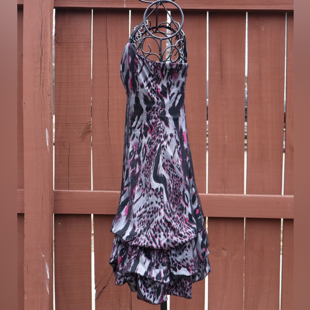 City Triangles Grey Black & Pink Leopard Print Cocktail/Party Dress - Picture 3 of 6